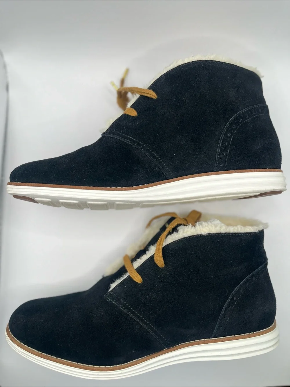 Cole Haan Original Grand Women's 9.5 Shearling Lined Suede Ankle Boots-Black